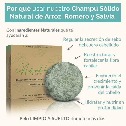 Por qué usar nuestro Champú Sólido Natural de Arroz, Romero y Salvia