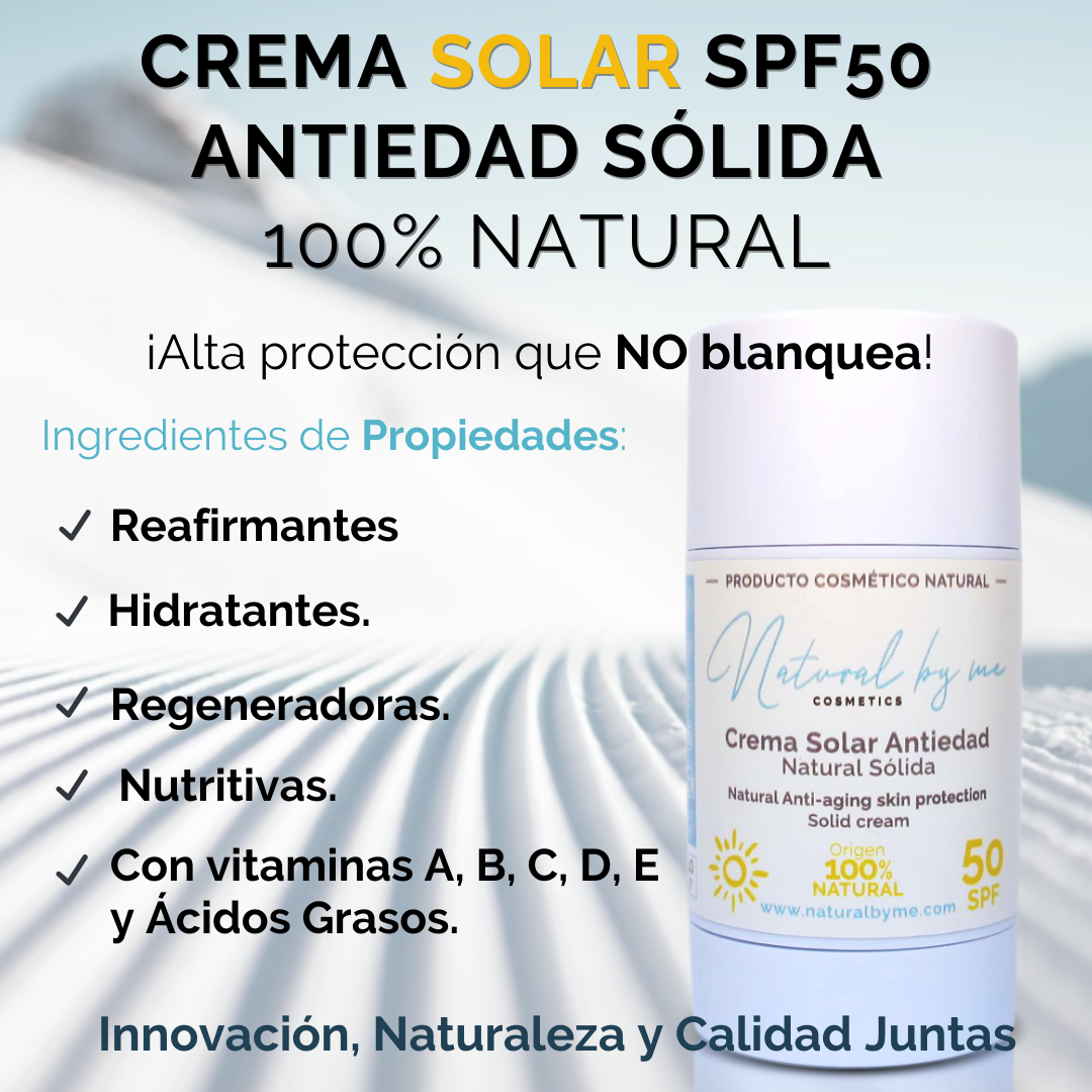 Crema Solar Antiedad Natural Sólida SPF50 Natural by me